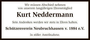 Traueranzeige von Kurt Neddermann von SYK