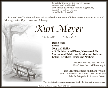 Traueranzeige von Kurt Meyer von SYK