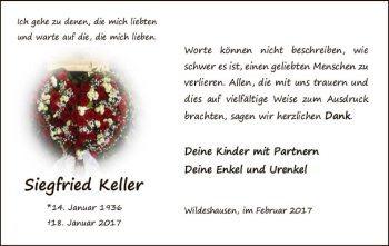 Traueranzeige von Siegfried Keller von SYK