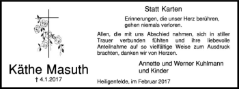 Traueranzeige von Käthe Masuth von SYK