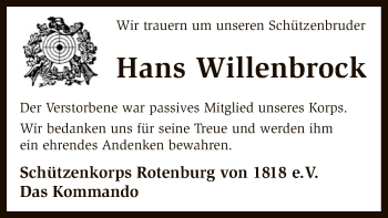 Traueranzeige von Hans Willenbrock von SYK