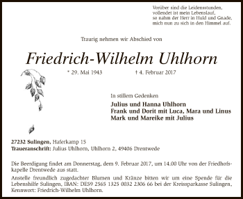 Traueranzeige von Friedrich-Wilhelm Uhlhorn von SYK