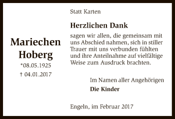 Traueranzeige von Mariechen Hoberg von SYK