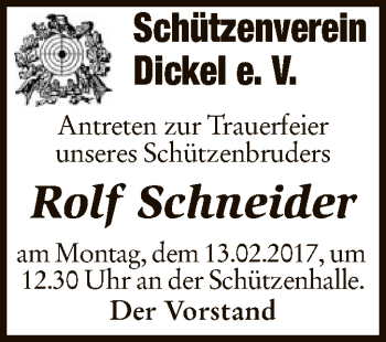 Traueranzeige von Rolf Schneider von SYK