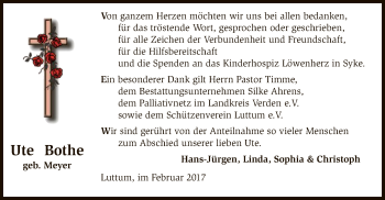 Traueranzeige von Ute Bothe von SYK