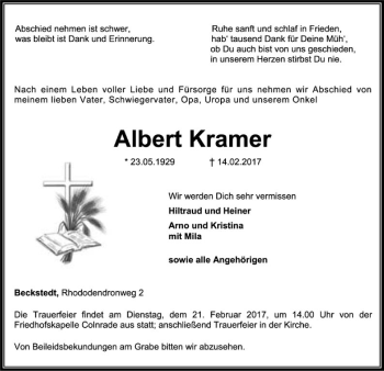 Traueranzeige von Albert Kramer von SYK