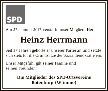 Traueranzeige von Heinz Herrmann von SYK