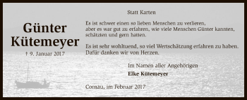 Traueranzeige von Günter Kütemeyer von SYK