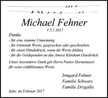 Traueranzeige von Michael Fehner von SYK