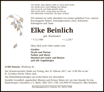 Traueranzeige von Elke Beinlich von SYK