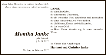 Traueranzeige von Monika Janke von SYK