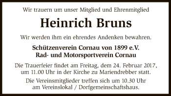 Traueranzeige von Heinrich Bruns von SYK