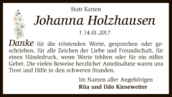 Traueranzeige von Johanna Holzhausen von SYK