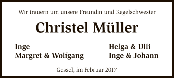 Traueranzeige von Christel Müller von SYK