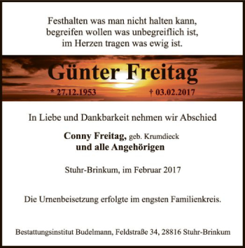 Traueranzeige von Günter Freitag von SYK