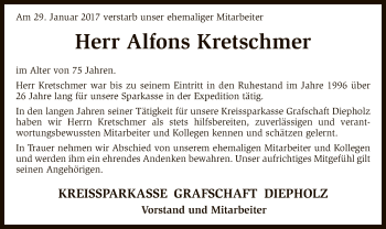 Traueranzeige von Alfons Kretschmer von SYK