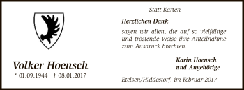 Traueranzeige von Volker Hoensch von SYK