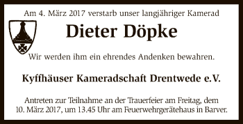 Traueranzeige von Dieter Döpke von SYK