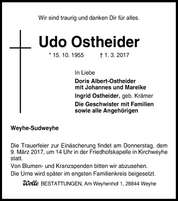 Traueranzeige von Udo Ostheider von SYK