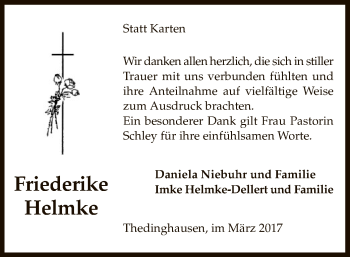 Traueranzeige von Friederike Helmke von SYK