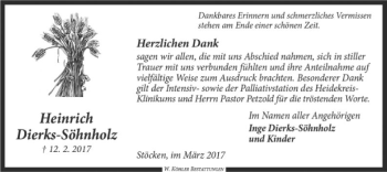 Traueranzeige von Heinrich Dierks-Söhnholz von SYK