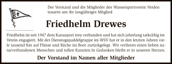 Traueranzeige von Friedhelm Drewes von SYK