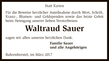 Traueranzeige von Waltraud Sauer von SYK