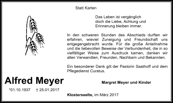 Traueranzeige von Alfred Meyer von SYK