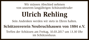 Traueranzeige von Ulrich Rehling von SYK