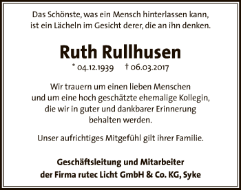 Traueranzeige von Ruth Rullhusen von SYK