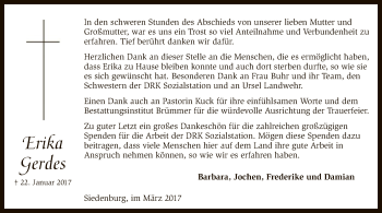 Traueranzeige von Erika Gerdes von SYK