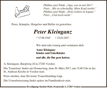 Traueranzeige von Peter Kleinganz von SYK