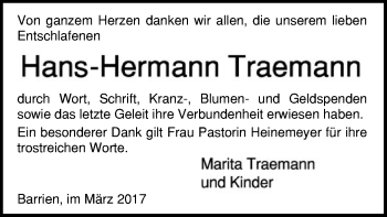 Traueranzeige von Hans-Hermann Traemann von SYK