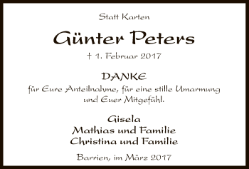 Traueranzeige von Günter Peters von SYK