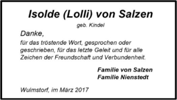 Traueranzeige von Isolde  von Salzen von SYK