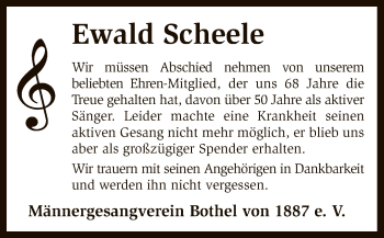 Traueranzeige von Ewald Scheele von SYK