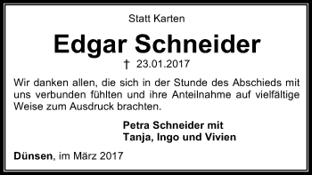 Traueranzeige von Edgar Schneider von SYK