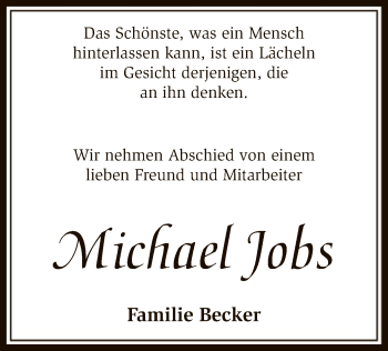 Traueranzeige von Michael Jobs von SYK