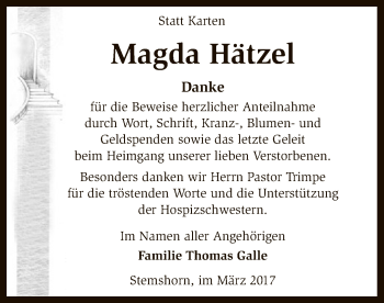 Traueranzeige von Magda Hätzel von SYK