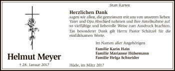 Traueranzeige von Helmut Meyer von SYK