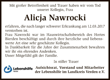 Traueranzeige von Alicja Nawrocki von SYK