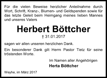 Traueranzeige von Herbert Böttcher von SYK