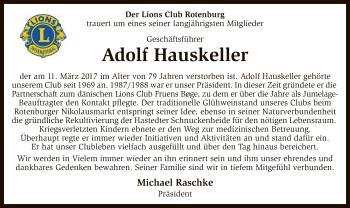 Traueranzeige von Adolf Hauskeller von SYK