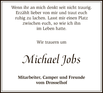 Traueranzeige von Michael Jobs von SYK