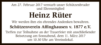 Traueranzeige von Heinz Rüter von SYK