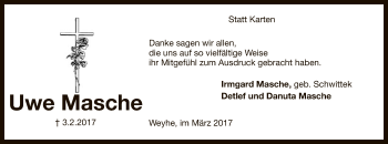 Traueranzeige von Uwe Masche von SYK