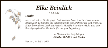 Traueranzeige von Elke Beinlich von SYK