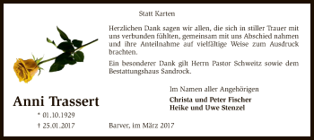 Traueranzeige von Anni Trassert von SYK