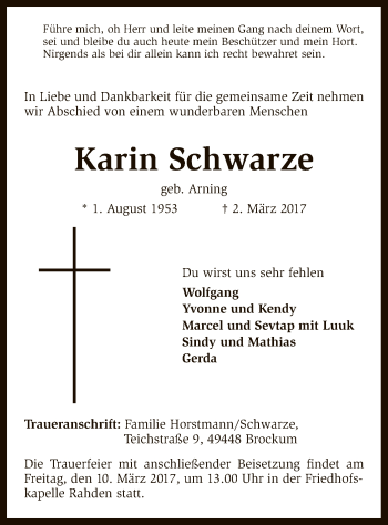 Traueranzeige von Karin Schwarze von SYK