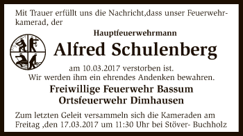 Traueranzeige von Alfred Schulenberg von SYK